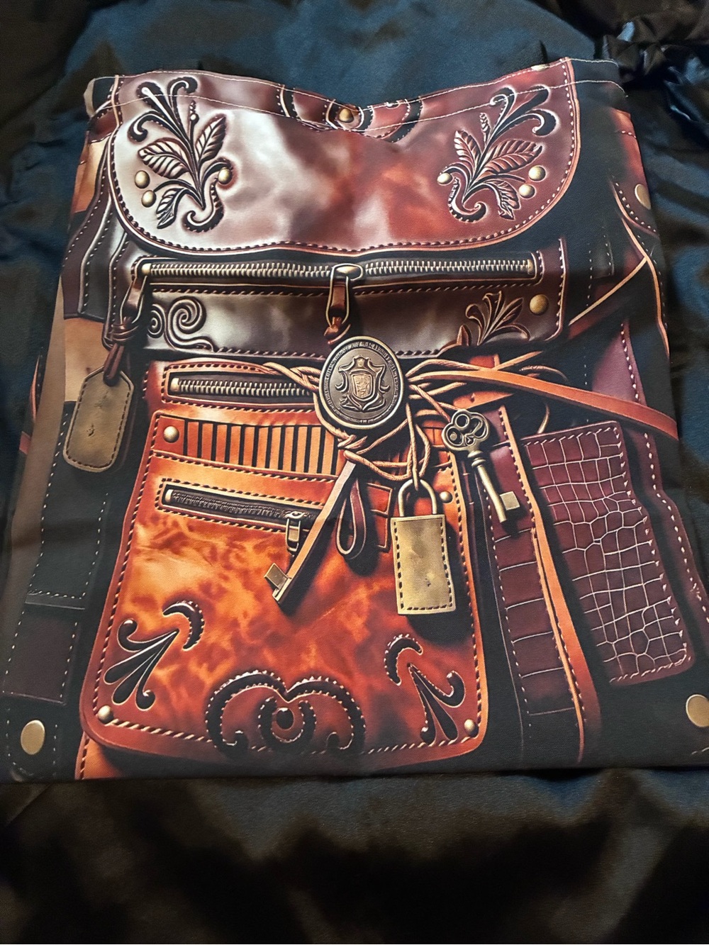 Print on  Leather-Style Brown Backpack Tote - Classic Rustic Design tote bag